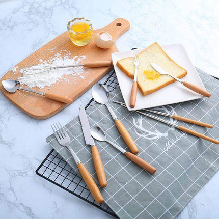 Elegant Cutlery Set | Premium 5-Piece Scandinavian Design with Wooden Handles for Timeless Dining 3
