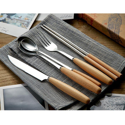 Elegant Cutlery Set | Premium 5-Piece Scandinavian Design with Wooden Handles for Timeless Dining 4