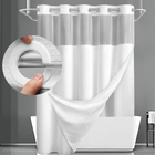 Elegant Double Layer Shower Curtain Set with Waffle Texture & Snap-On Liner for Modern Bathrooms 0