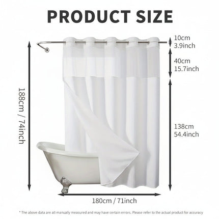 Elegant Double Layer Shower Curtain Set with Waffle Texture & Snap-On Liner for Modern Bathrooms 1