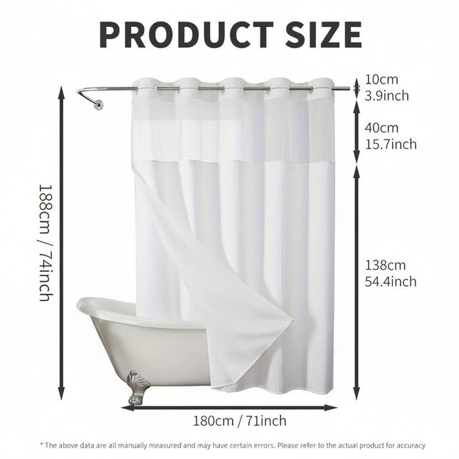 Elegant Double Layer Shower Curtain Set with Waffle Texture & Snap-On Liner for Modern Bathrooms 1