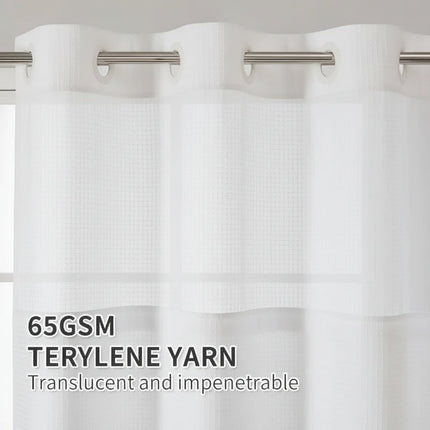 Elegant Double Layer Shower Curtain Set with Waffle Texture & Snap-On Liner for Modern Bathrooms 2