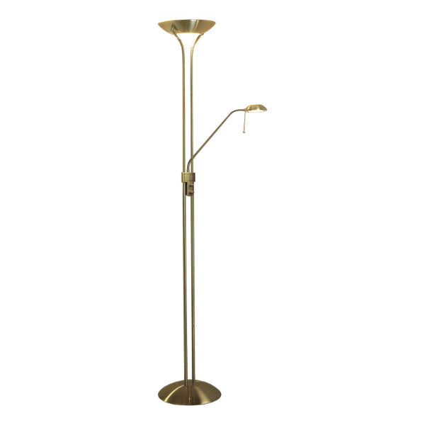 Elegant Dual Light Floor Lamp with Adjustable Reading Arm & Dimmable Features for Cozy Illumination 0