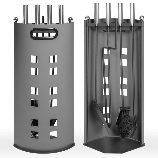 Elegant Fireplace Tool Set | 4-Piece Stainless Steel Fireplace Tools with Wall-Mounted Rack for Easy Access and Maintenance 1