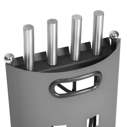 Elegant Fireplace Tool Set | 4-Piece Stainless Steel Fireplace Tools with Wall-Mounted Rack for Easy Access and Maintenance 3