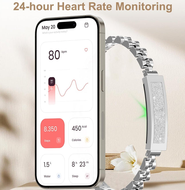 Elegant Fitness Tracker Bracelet with Heart Rate & Sleep Monitoring | Stylish Activity Tracker for Health Insights