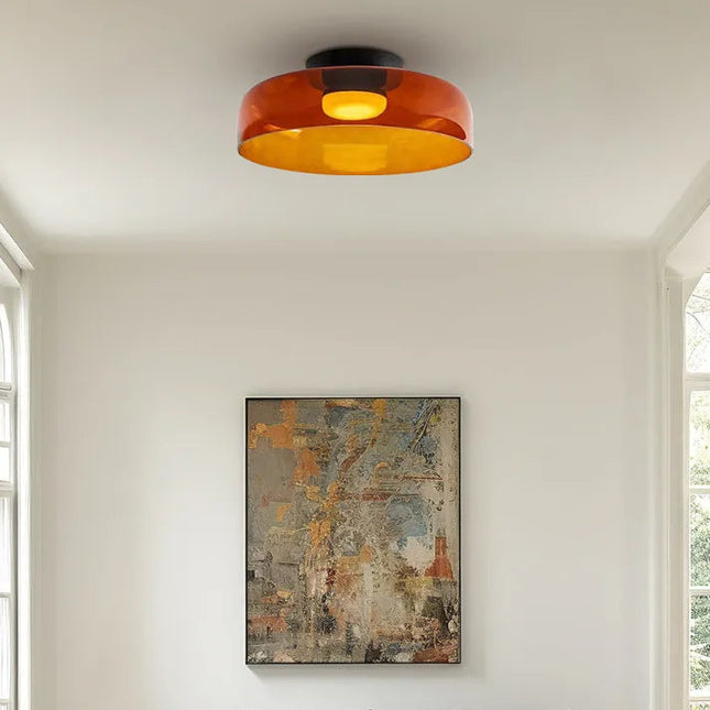 Elegant Glass Ceiling Light Fixture with Warm Glow | Scandinavian Design for Cozy Dining Room Ambiance 0