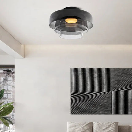 Elegant Glass Ceiling Light Fixture with Warm Glow | Scandinavian Design for Cozy Dining Room Ambiance 10
