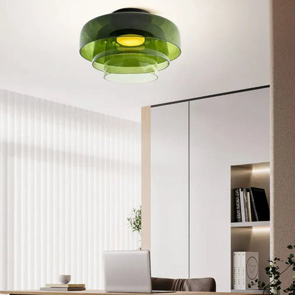 Elegant Glass Ceiling Light Fixture with Warm Glow | Scandinavian Design for Cozy Dining Room Ambiance 13