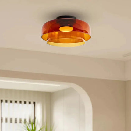 Elegant Glass Ceiling Light Fixture with Warm Glow | Scandinavian Design for Cozy Dining Room Ambiance 9
