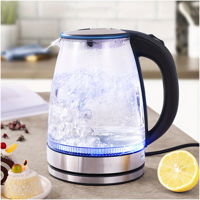 Elegant Glass Electric Kettle | 2L Capacity with Rapid Boil & LED Light | Safe Automatic Shut-Off for Effortless Brewing 1