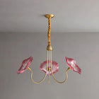 Elegant Glass Flower Chandelier | Modern Design with Frosted Leaf Shades | Soft Illumination for Dining Room and Living Space 0