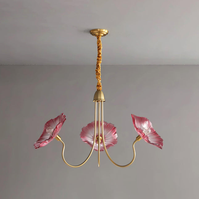 Elegant Glass Flower Chandelier | Modern Design with Frosted Leaf Shades | Soft Illumination for Dining Room and Living Space 0