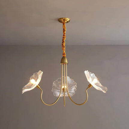 Elegant Glass Flower Chandelier | Modern Design with Frosted Leaf Shades | Soft Illumination for Dining Room and Living Space 2