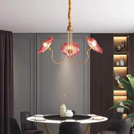 Elegant Glass Flower Chandelier | Modern Design with Frosted Leaf Shades | Soft Illumination for Dining Room and Living Space 5