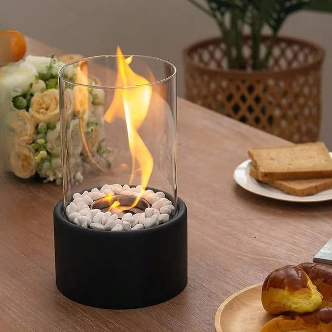 Elegant Glass Hearth | Portable Ethanol Fireplace with Protective Enclosure | Stylish Ambiance for Indoor and Outdoor Use 0