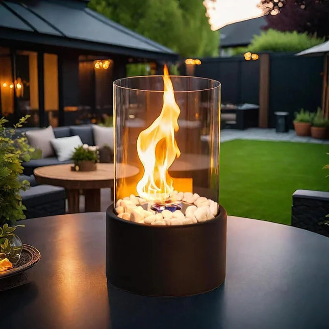 Elegant Glass Hearth | Portable Ethanol Fireplace with Protective Enclosure | Stylish Ambiance for Indoor and Outdoor Use 1