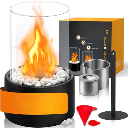 Elegant Glass Hearth | Portable Ethanol Fireplace with Protective Enclosure | Stylish Ambiance for Indoor and Outdoor Use 2
