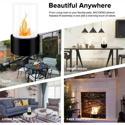 Elegant Glass Hearth | Portable Ethanol Fireplace with Protective Enclosure | Stylish Ambiance for Indoor and Outdoor Use 5