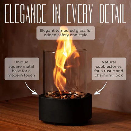 Elegant Glass Hearth | Portable Ethanol Fireplace with Protective Enclosure | Stylish Ambiance for Indoor and Outdoor Use 6