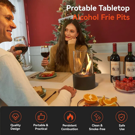 Elegant Glass Hearth | Portable Ethanol Fireplace with Protective Enclosure | Stylish Ambiance for Indoor and Outdoor Use 7