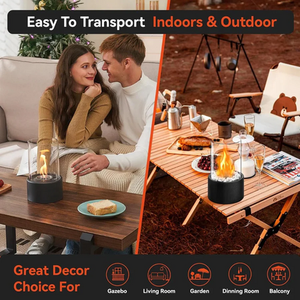 Elegant Glass Hearth | Portable Ethanol Fireplace with Protective Enclosure | Stylish Ambiance for Indoor and Outdoor Use 8