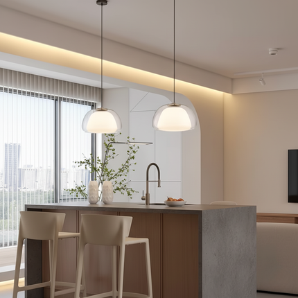 Elegant Glass Pendant Light | Modern Adjustable Dome Design for Kitchen Island Lighting 6