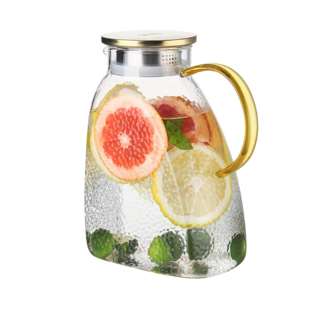 Elegant Glass Pitcher | Borosilicate Pitcher with Lid & Strainer | Perfect for Iced Tea and Infused Beverages 0