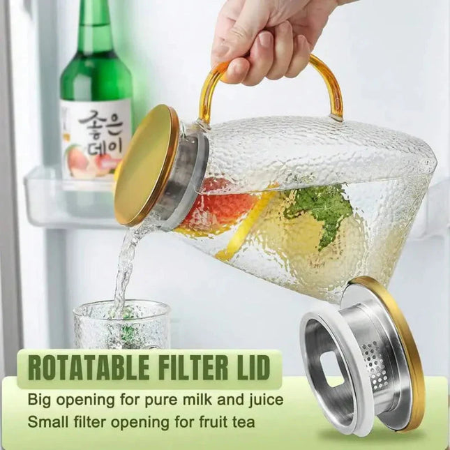 Elegant Glass Pitcher | Borosilicate Pitcher with Lid & Strainer | Perfect for Iced Tea and Infused Beverages 1