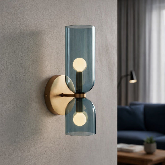 Elegant Glass Wall Sconce Lighting with Dual Cylinder Design | Soft Light Diffusion for Ambient Illumination 0