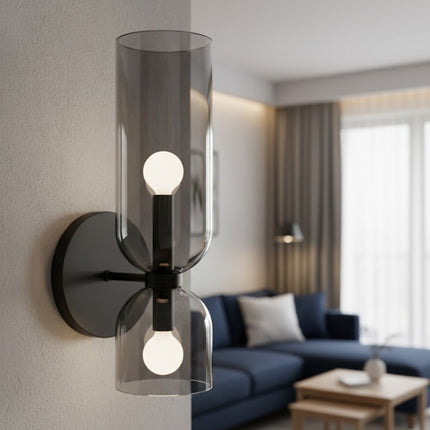 Elegant Glass Wall Sconce Lighting with Dual Cylinder Design | Soft Light Diffusion for Ambient Illumination 3