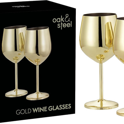 Elegant Gold Stainless Steel Wine Glasses with Shatterproof Design | Perfect for Home Bars and Outdoor Gatherings 0