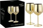 Elegant Gold Stainless Steel Wine Glasses with Shatterproof Design | Perfect for Home Bars and Outdoor Gatherings 0