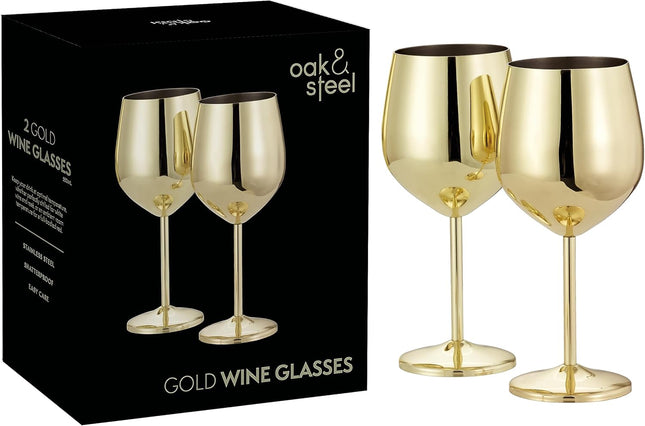 Elegant Gold Stainless Steel Wine Glasses with Shatterproof Design | Perfect for Home Bars and Outdoor Gatherings 0