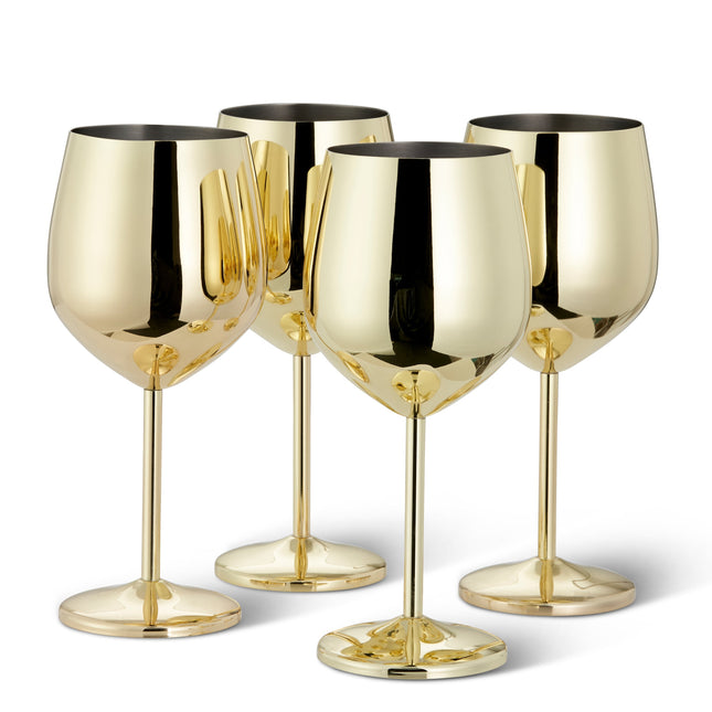 Elegant Gold Stainless Steel Wine Glasses with Shatterproof Design | Perfect for Home Bars and Outdoor Gatherings 1