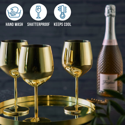Elegant Gold Stainless Steel Wine Glasses with Shatterproof Design | Perfect for Home Bars and Outdoor Gatherings 4