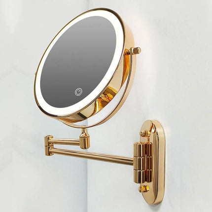 Elegant Gold | Rechargeable LED Makeup Mirror with 3 Color Lighting | Dual-Face Magnifying Mirror for Perfect Grooming 0