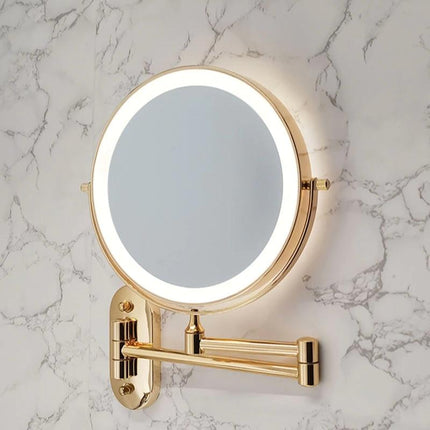 Elegant Gold | Rechargeable LED Makeup Mirror with 3 Color Lighting | Dual-Face Magnifying Mirror for Perfect Grooming 1