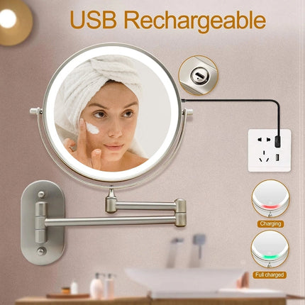 Elegant Gold | Rechargeable LED Makeup Mirror with 3 Color Lighting | Dual-Face Magnifying Mirror for Perfect Grooming 5