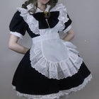 Elegant Gothic Maid Costume Set with Ruffled Dress & Apron for Halloween 0