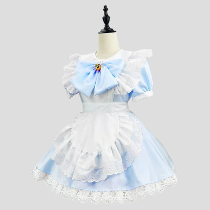 Elegant Gothic Maid Costume Set with Ruffled Dress & Apron for Halloween 6