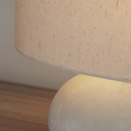 Elegant Grey Ceramic Table Lamp with Cream Shade | Modern Design for Living Room & Bedroom 2