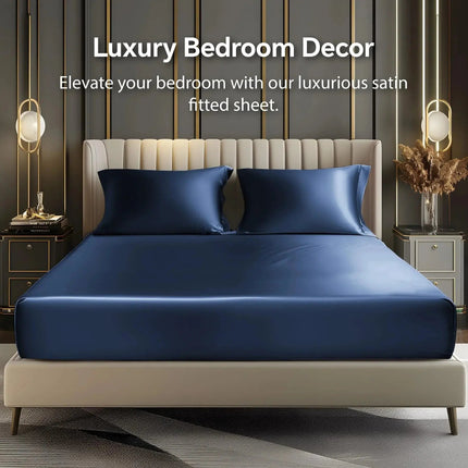 Elegant Home | Deep Pocket Fitted Sheet Set with Luxurious Satin | Soft Bedding for Ultimate Comfort 2