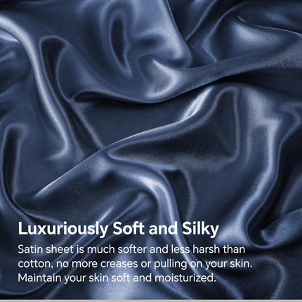 Elegant Home | Deep Pocket Fitted Sheet Set with Luxurious Satin | Soft Bedding for Ultimate Comfort 4