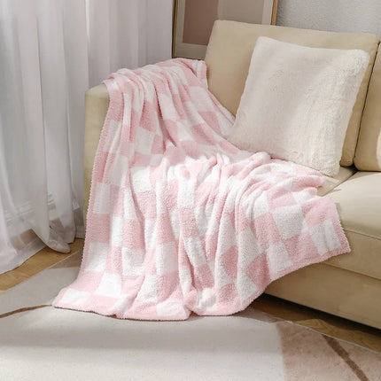 Elegant Home | Nordic Throw Blanket with Plush Velvet Surface | Chic Checkered Design for Cozy Interiors 3