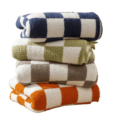 Elegant Home | Nordic Throw Blanket with Plush Velvet Surface | Chic Checkered Design for Cozy Interiors 4