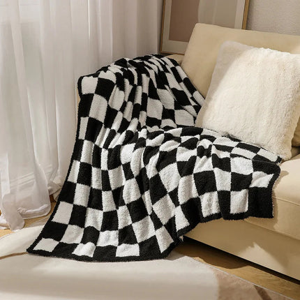Elegant Home | Nordic Throw Blanket with Plush Velvet Surface | Chic Checkered Design for Cozy Interiors 5