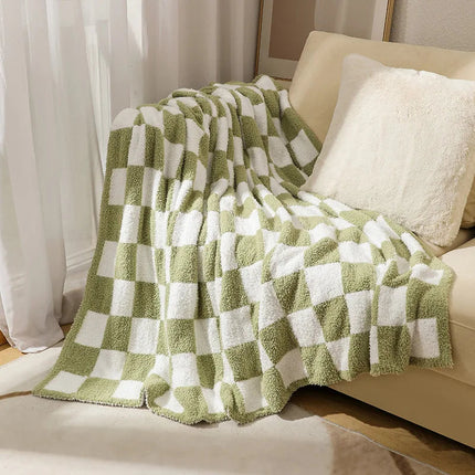 Elegant Home | Nordic Throw Blanket with Plush Velvet Surface | Chic Checkered Design for Cozy Interiors 9