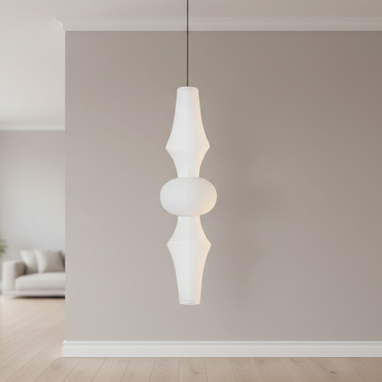Elegant Japanese Rice Paper Pendant Light with Adjustable Height | Sculptural Design for Inviting Atmosphere 0