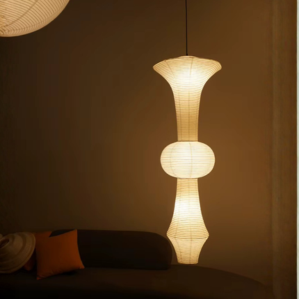 Elegant Japanese Rice Paper Pendant Light with Adjustable Height | Sculptural Design for Inviting Atmosphere 2